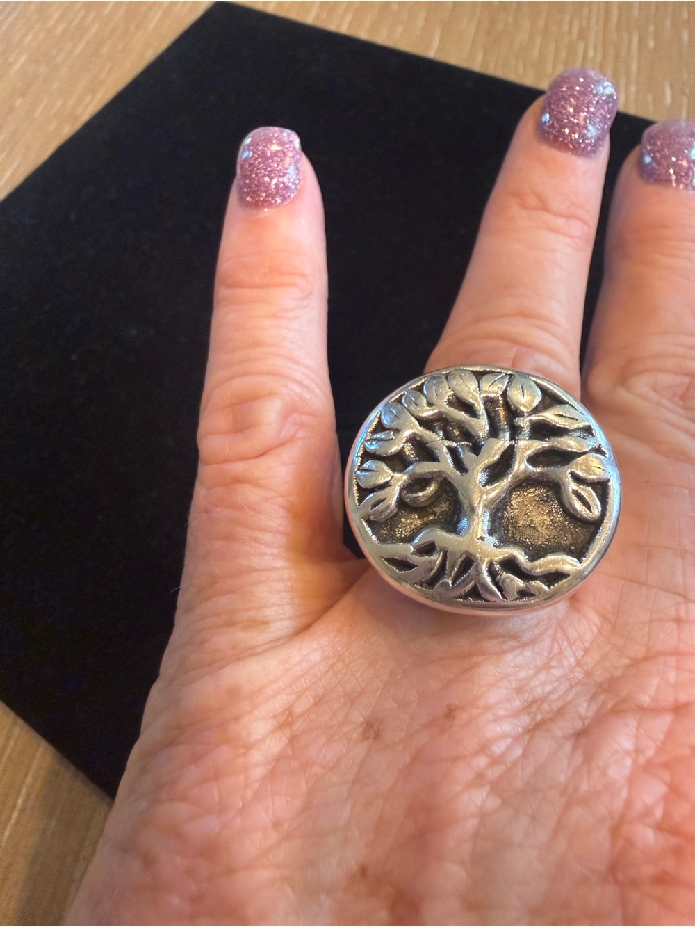 Tree of Life Statement Ring - Sterling Silver 925, size 6